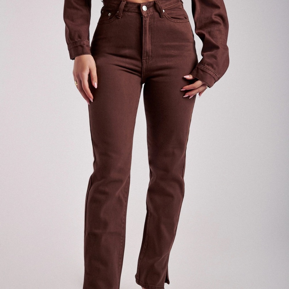 Meshki Split wide leg jeans - chocolate size 7